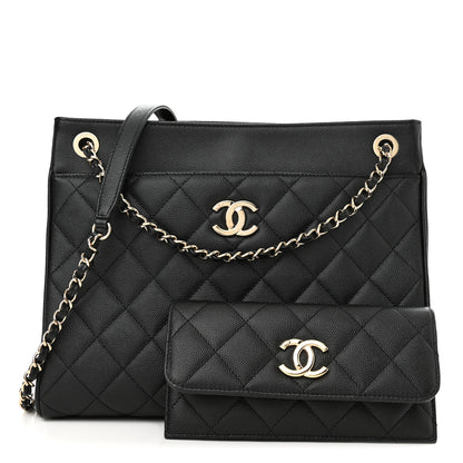 Chanel Caviar Quilted In Out Flap Shopping Tote Black 1 of 12