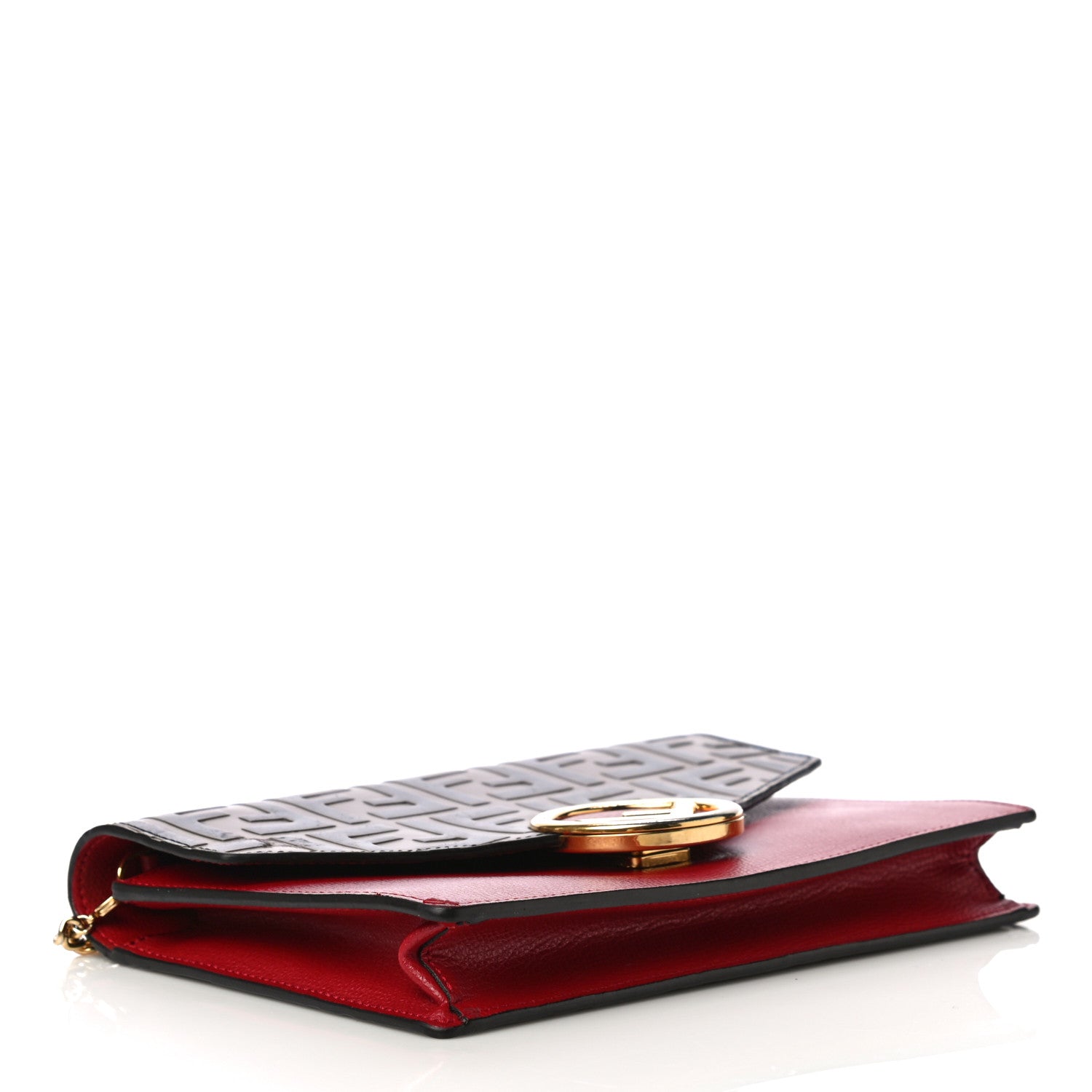 Fendi Vitello Cruise F is Fendi FF 1974 Embossed Medium Envelope Wallet On Chain Fragola Maya Black 4 of 12