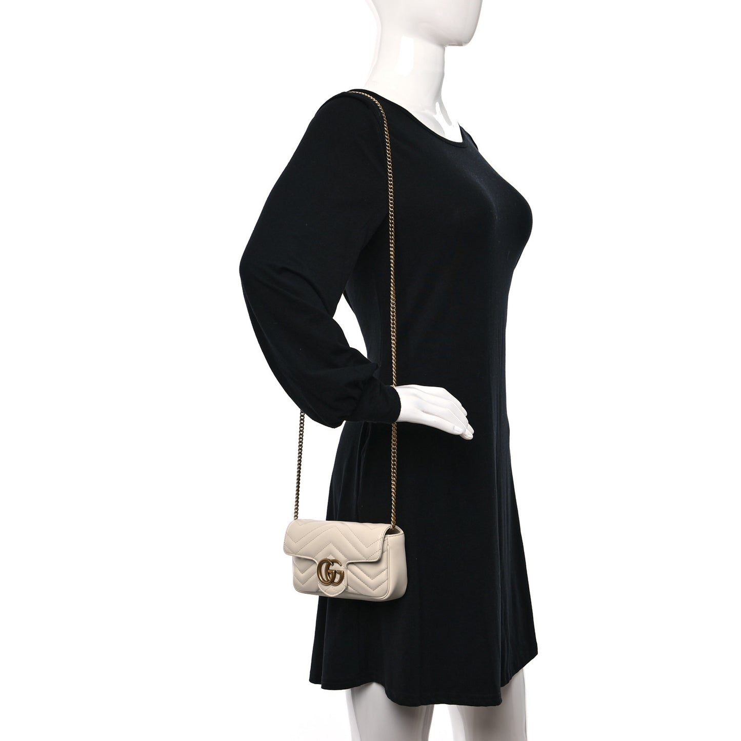 Calfskin Matelasse Super Mini GG Marmont Shoulder Bag White