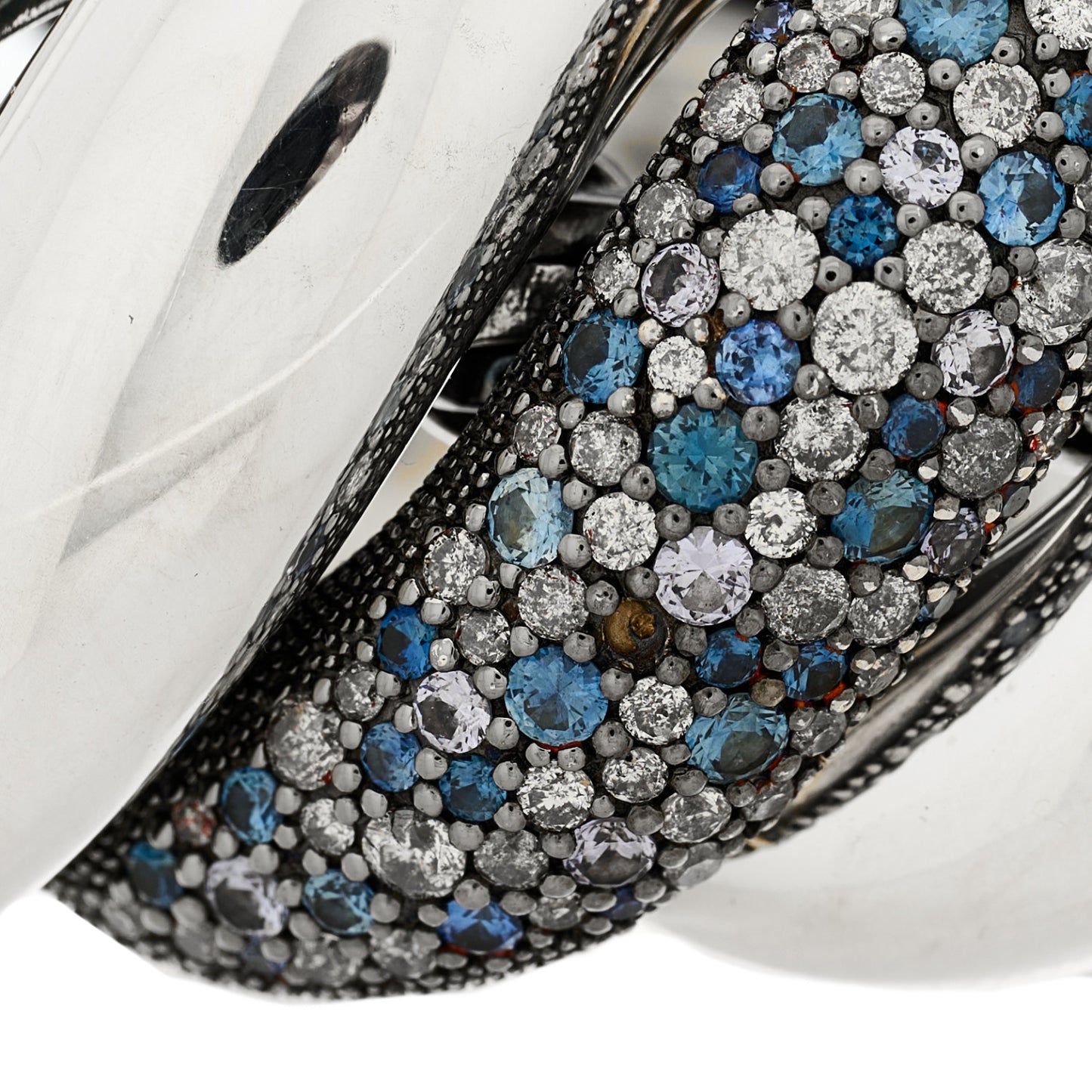 Sterling Silver Diamond Blue Sapphire Tanzanite Sculpted Bracelet