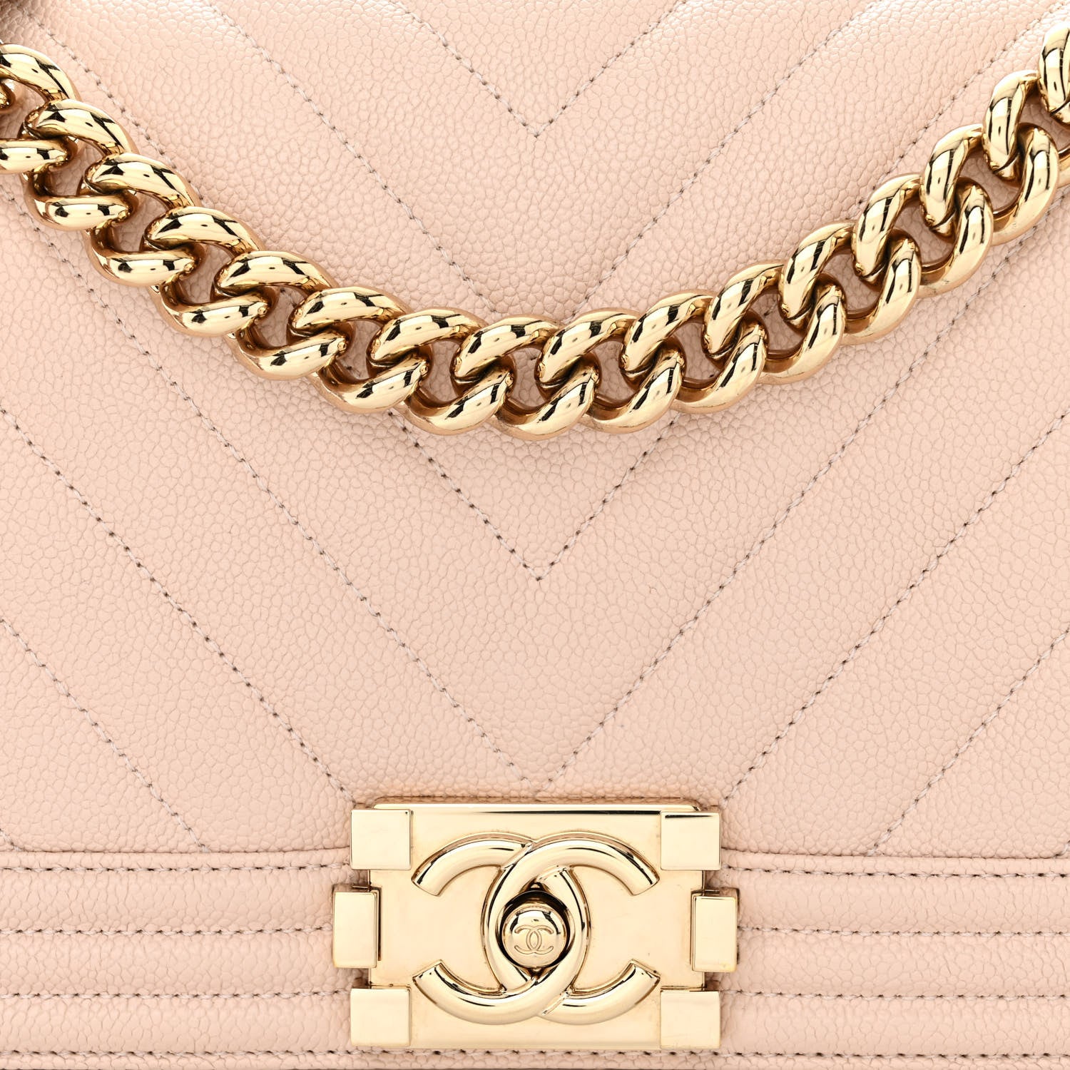 Chanel Caviar Chevron Quilted Medium Boy Flap Light Pink 8 of 10