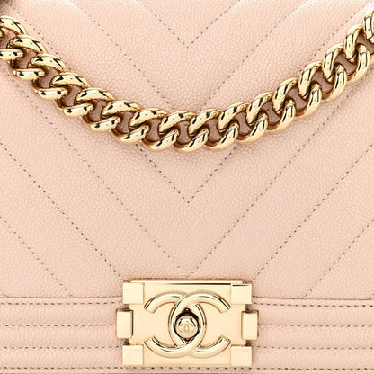 Chanel Caviar Chevron Quilted Medium Boy Flap Light Pink 8 of 10
