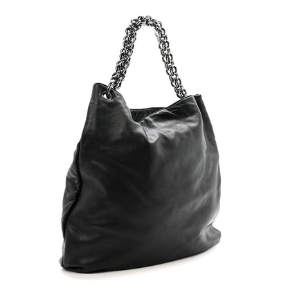 Chanel Lambskin Large Soft and Chain Hobo Black 3 of 12