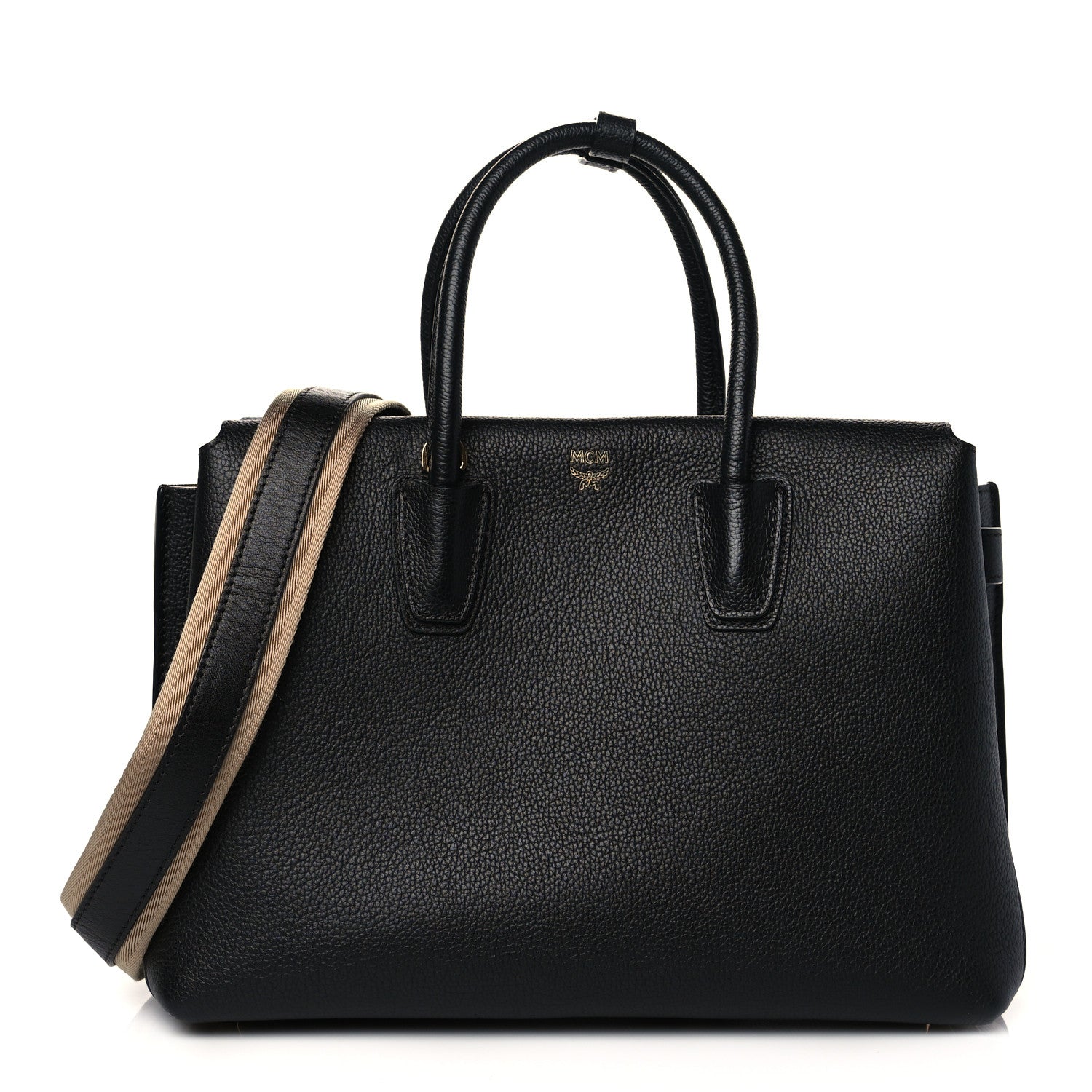 MCM Grained Calfskin Medium Milla Tote Black 1 of 9