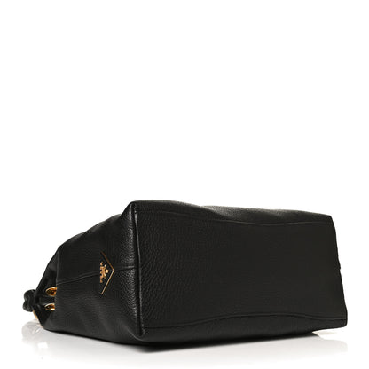 Prada Vitello Phenix Embossed Logo Hobo Black 3 of 10