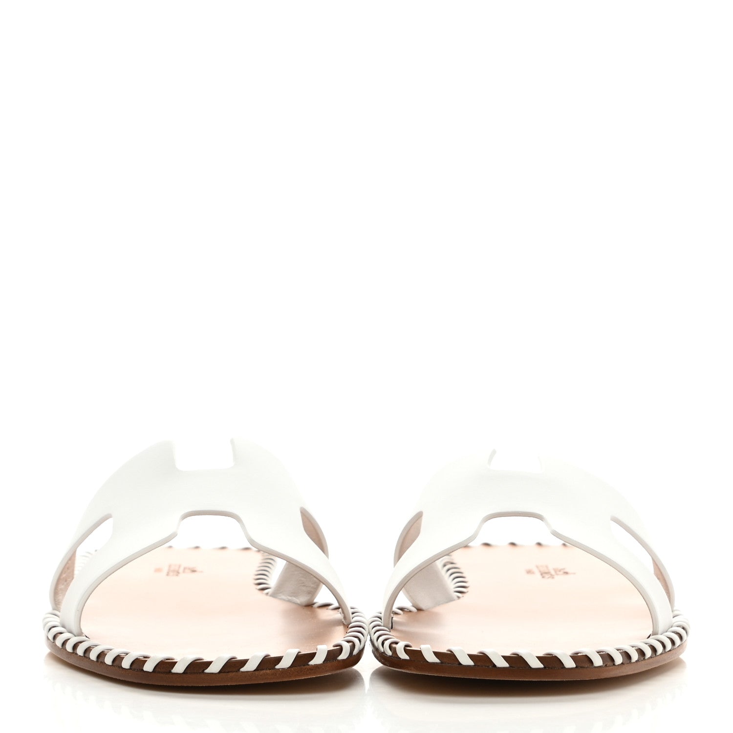 Hermes Box Calfskin Braided Oran Sandals 37.5 White 3 of 8