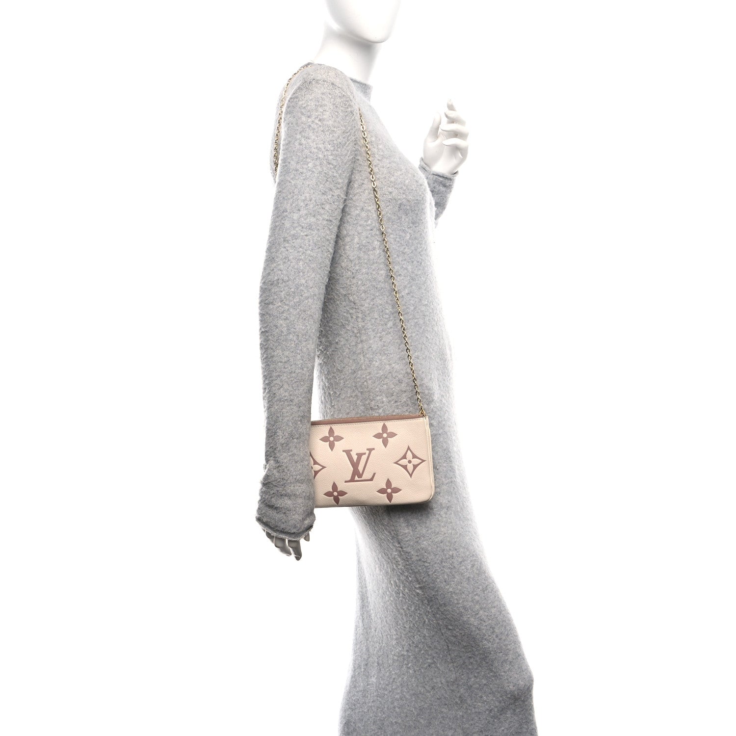 Louis Vuitton Empreinte Monogram Giant Double Zip Pochette Creme Bois de Rose 2 of 10