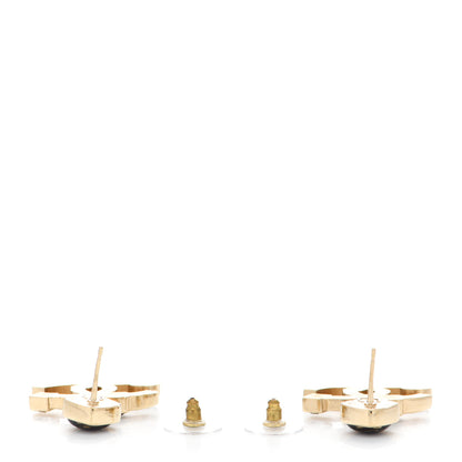 Chanel Resin Crystal Pearl CC Drop Earrings Gold Black 3 of 6