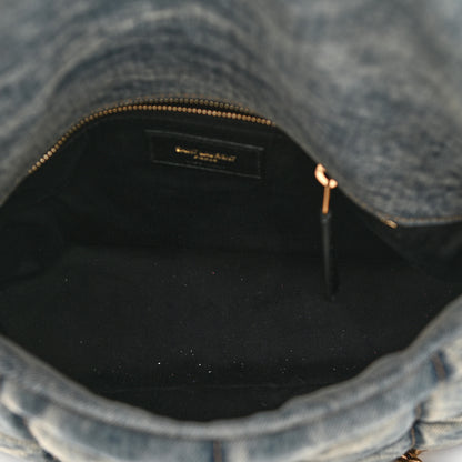 Saint Laurent Denim Quilted Small Loulou Puffer Monogram Chain Satchel Blue Cinnamon 5 of 8