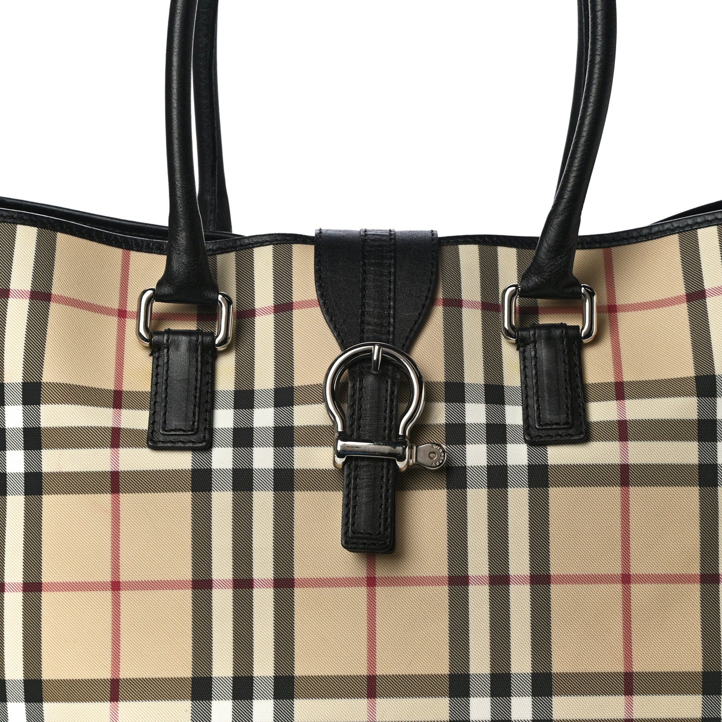 House Check Large Buckle Tote Black