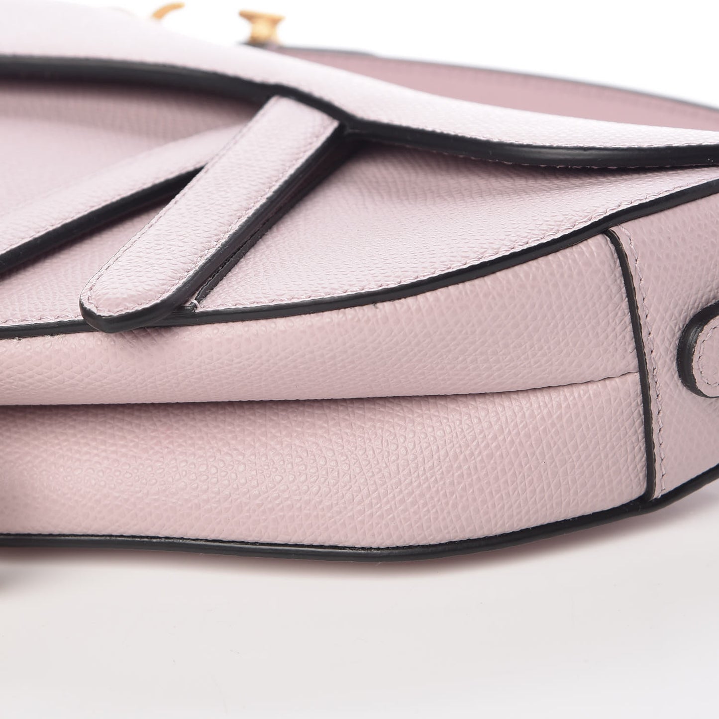 Grained Calfskin Mini Saddle Bag Light Pink