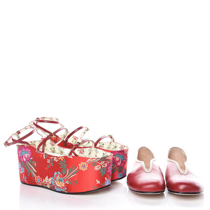 Gucci Malaga Kid Silk Hannelore Detachable Platform Slide 40.5 Hibiscus Red 10 of 11