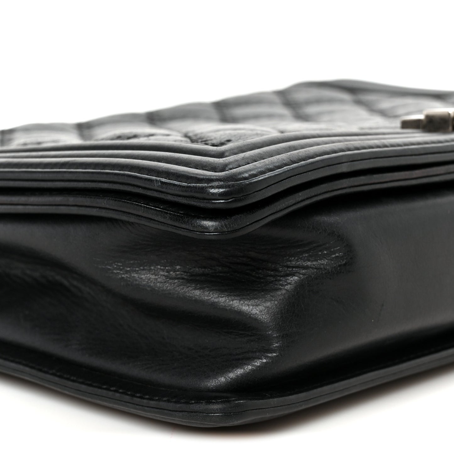 Calfskin Quilted Double Stitch New Medium Boy Flap Black