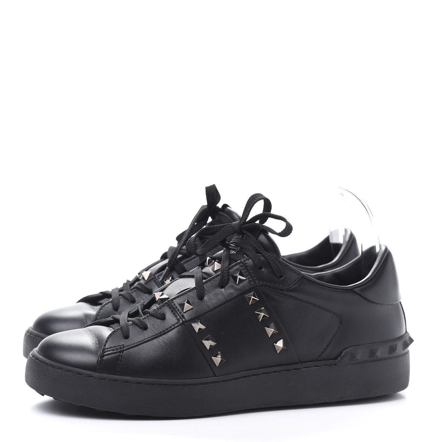 Calfskin Womens Rockstud Untitled Open Sneakers 40 Black