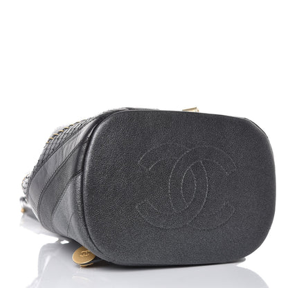 Chanel Metallic Calfskin Snakeskin Chevron Quilted Backpack Black 4 of 8