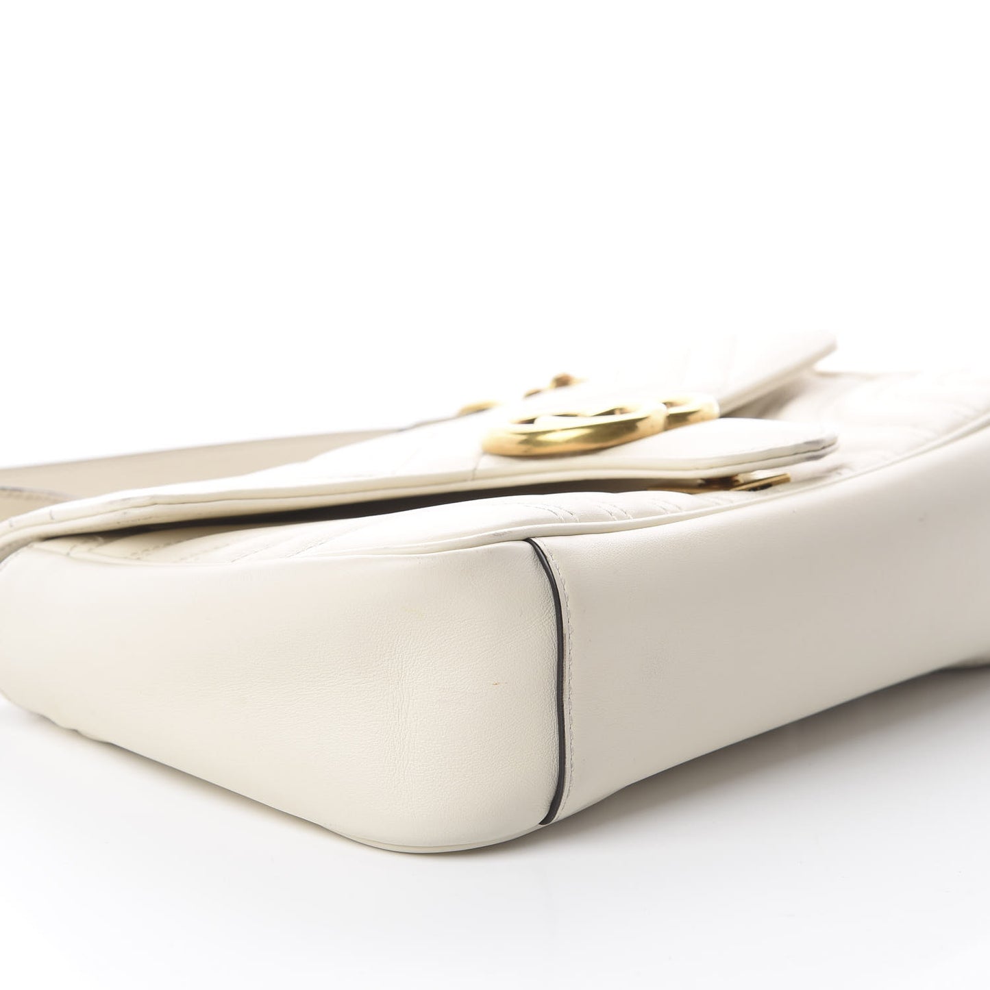 Calfskin Matelasse Small GG Marmont Shoulder Bag White