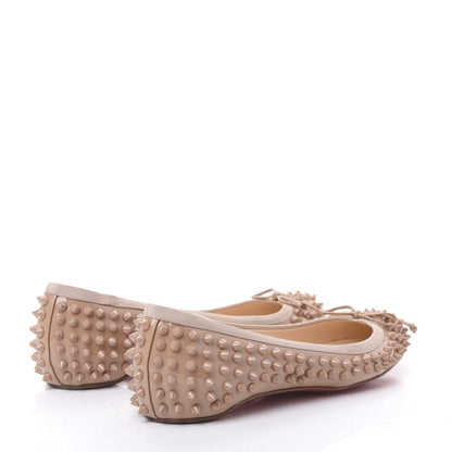 Christian Louboutin Patent Grosgrain Spikes Sonietta Flat 37 Nude 4 of 8