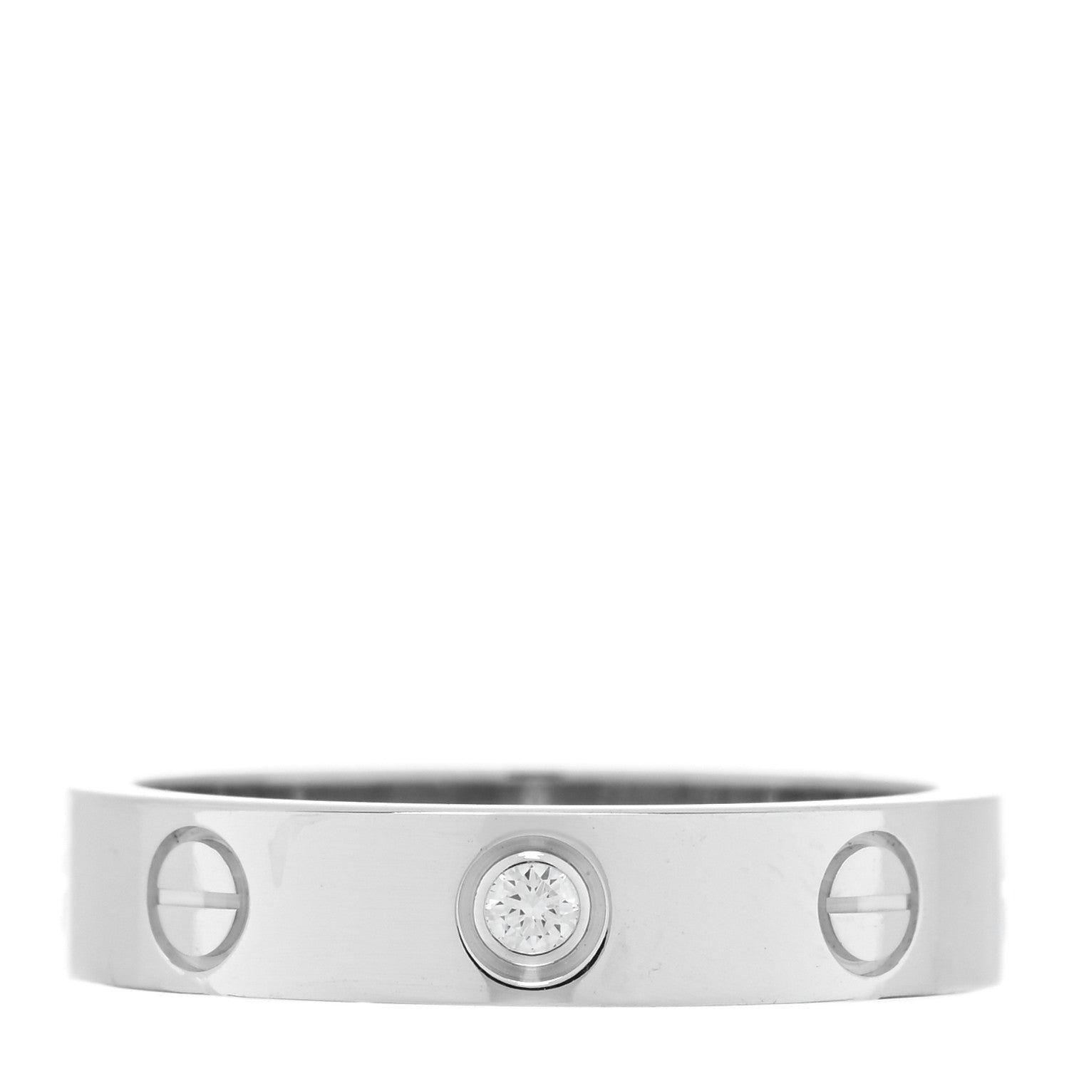 Cartier 18K White Gold Diamond 4mm LOVE Wedding Band Ring 51 5.75 1 of 4