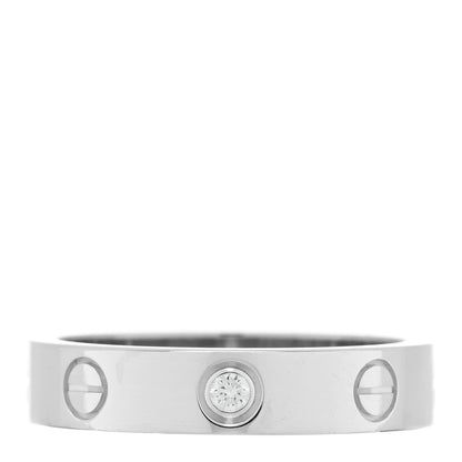 Cartier 18K White Gold Diamond 4mm LOVE Wedding Band Ring 51 5.75 1 of 4