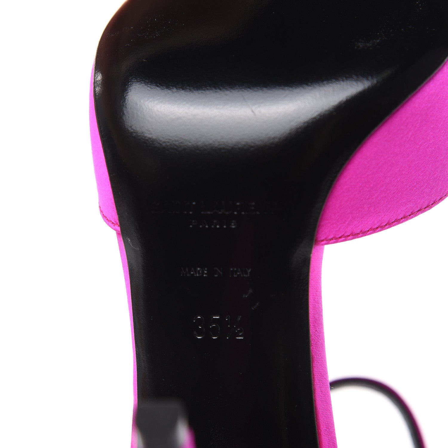 Saint Laurent Satin Anja 105 Ankle Strap Pointed Pumps 35.5 Fuchsia 6 of 13