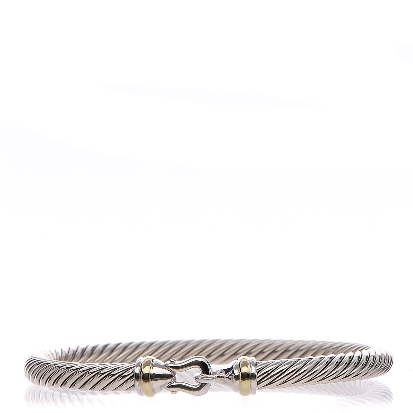 Sterling Silver 18K Yellow Gold 5mm Cable Classic Buckle Bracelet