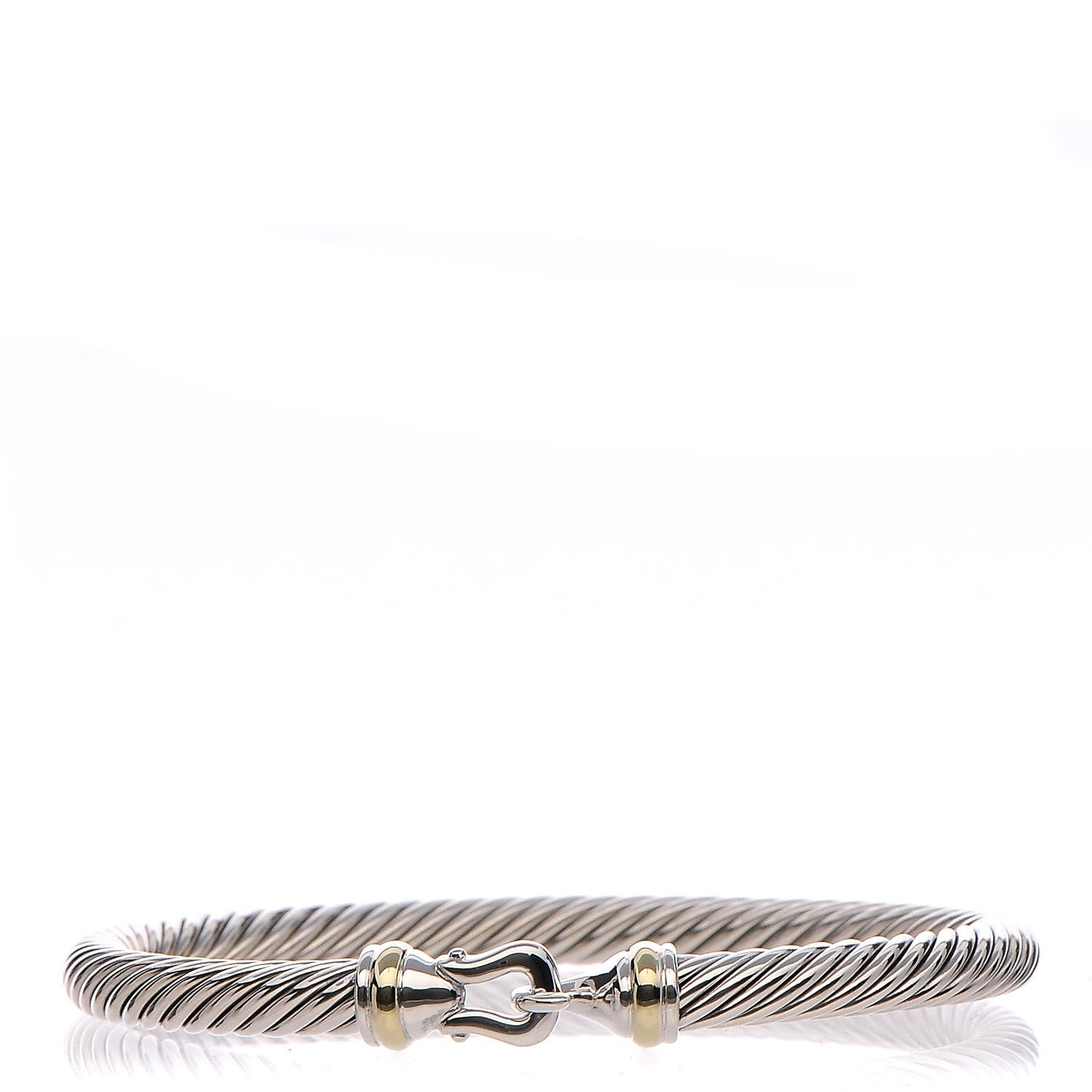 David Yurman Sterling Silver 18K Yellow Gold 5mm Cable Classic Buckle Bracelet 1 of 4