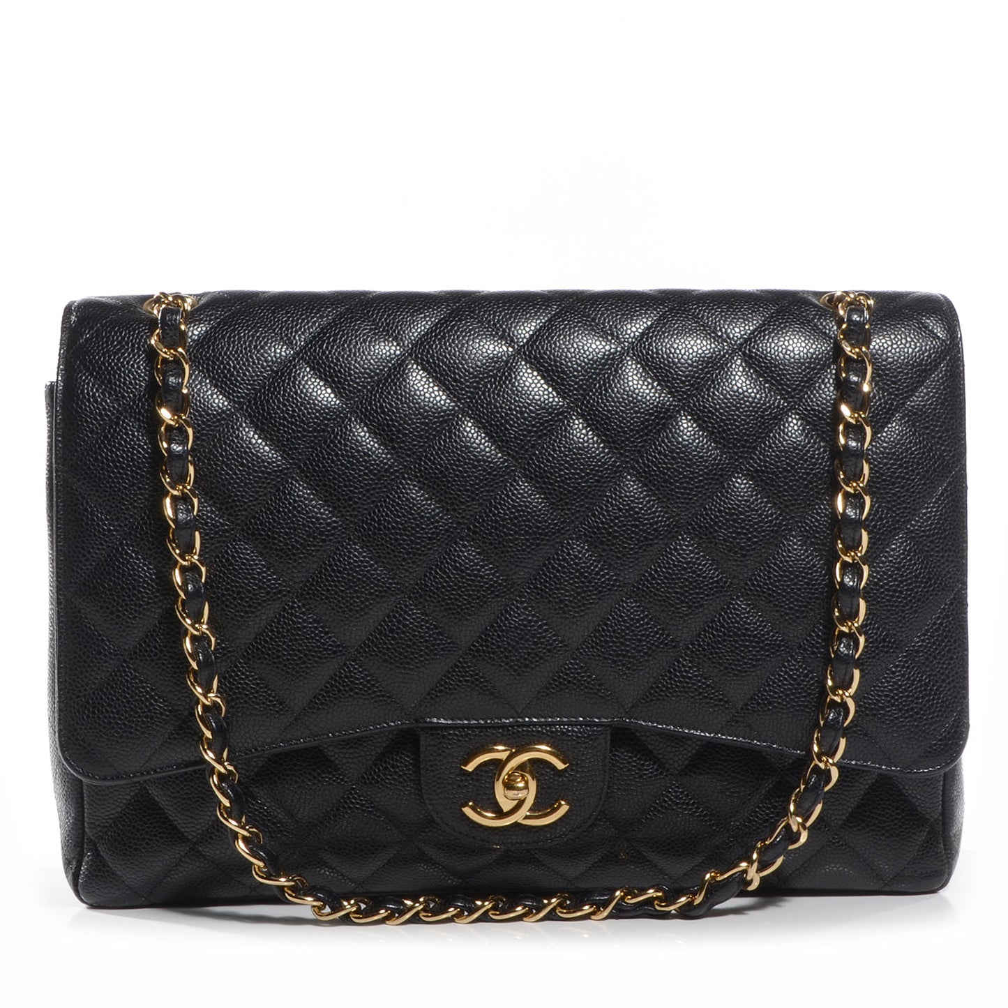 Caviar Quilted Maxi Double Flap Black