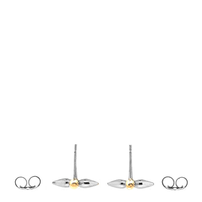 Louis Vuitton Metal Louisette Earrings Silver Gold 3 of 4