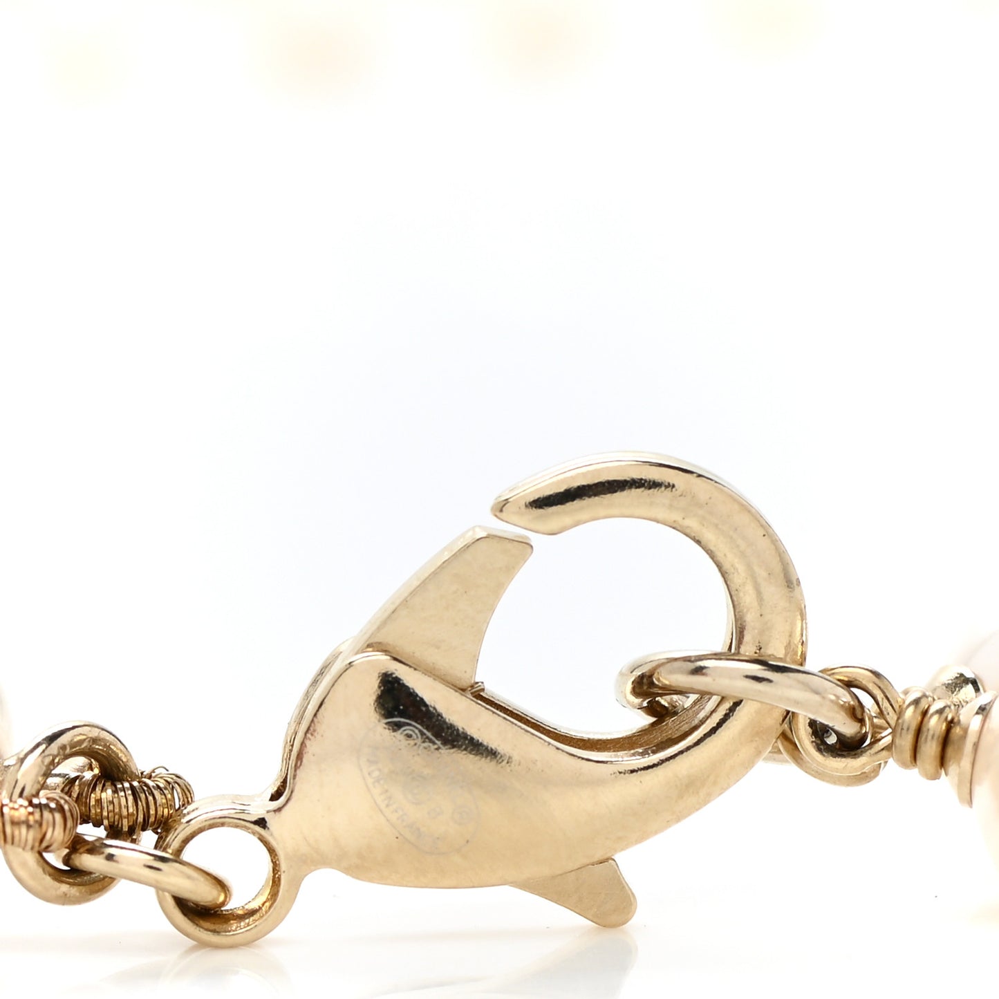 Pearl Crystal CC Signature Charm Belt Gold
