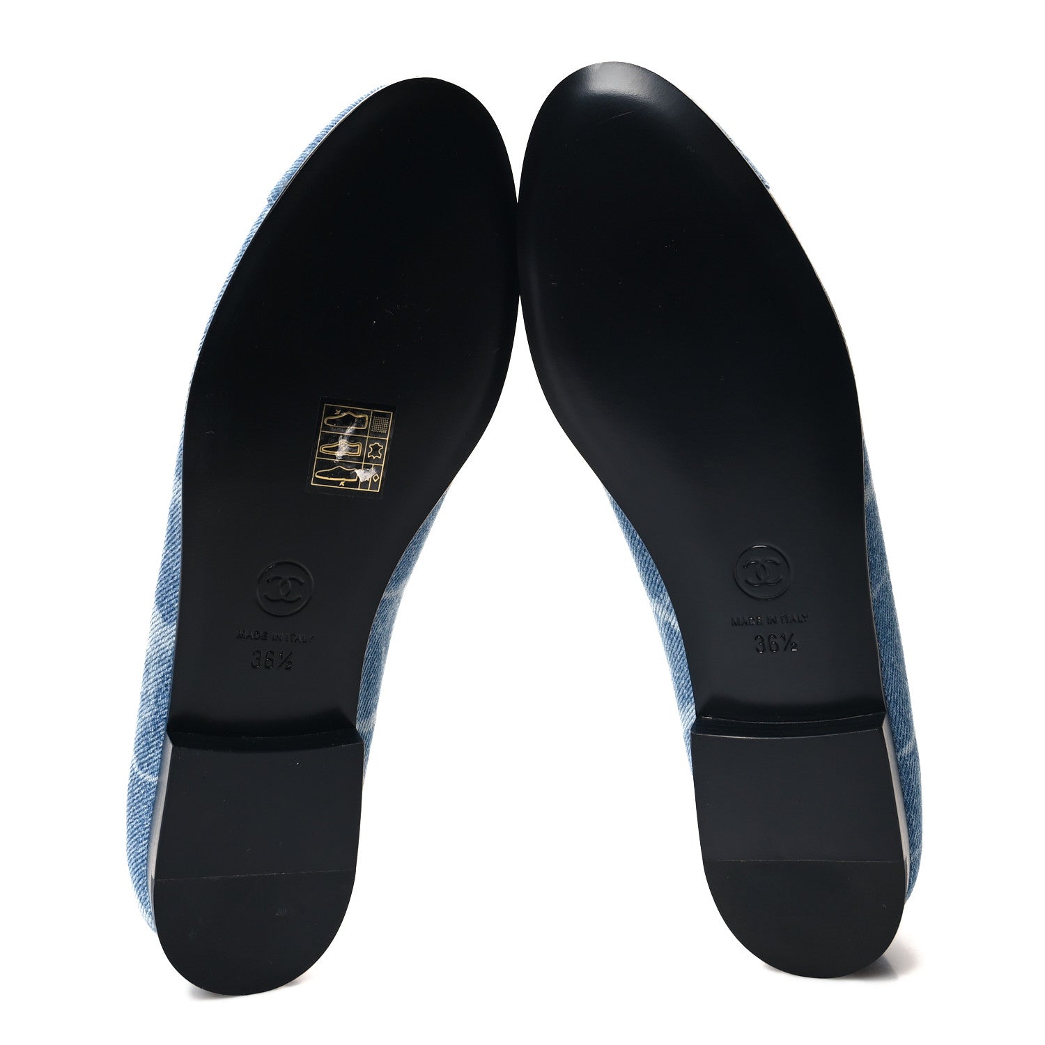 Chanel Denim Printed CC Cap Toe Ballerina Flats 36.5 Light Blue White 5 of 9