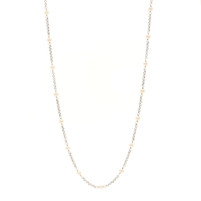 David Yurman Sterling Silver Freshwater Cultured Pearl Bead Chain Necklace 1 of 4