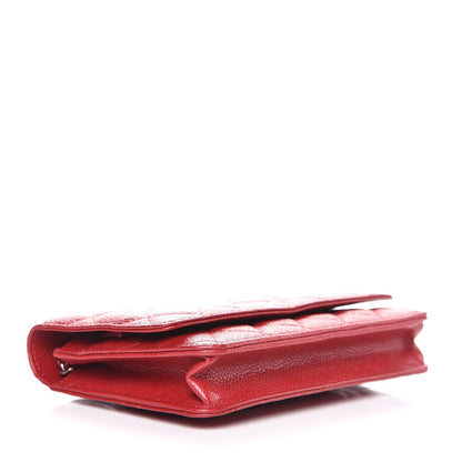 Chanel Pearly Caviar Quilted Wallet on Chain WOC Dark Pink 4 of 10
