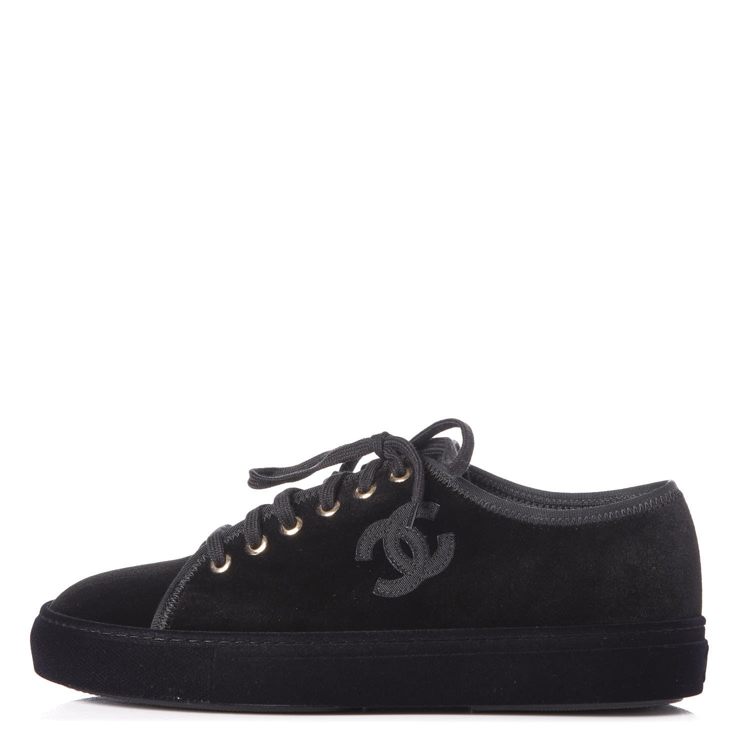 Chanel Velvet CC Sneakers 39 Black 1 of 9
