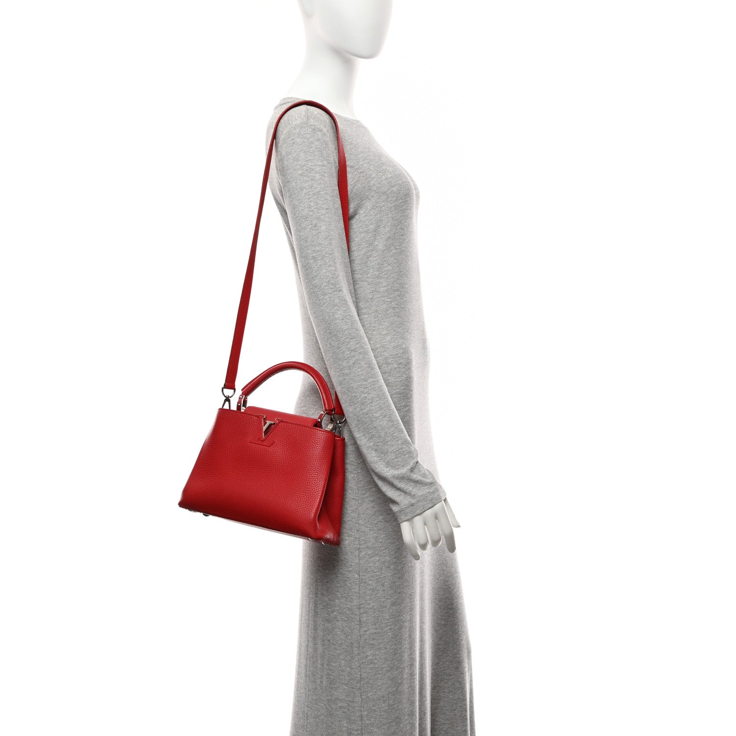 Louis Vuitton Taurillon Capucines BB Scarlet Red 2 of 10