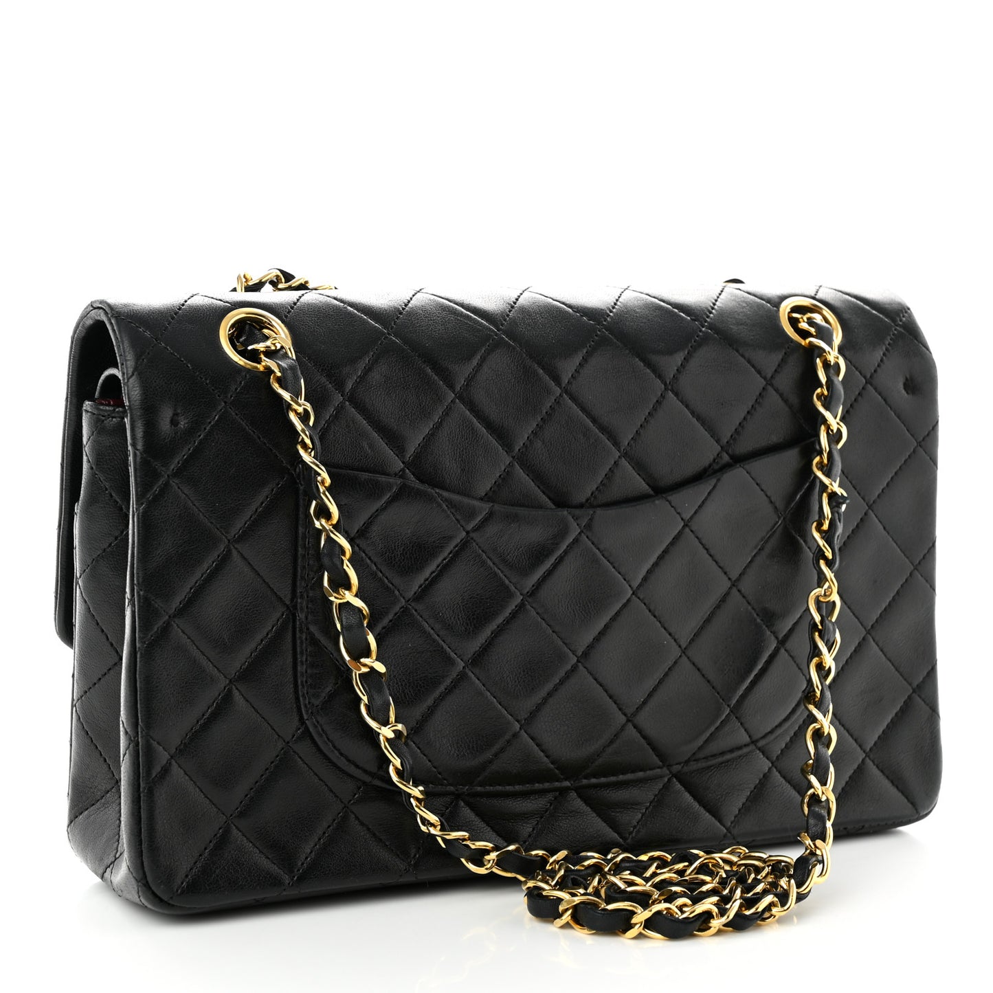 Lambskin Quilted Medium Double Flap Black