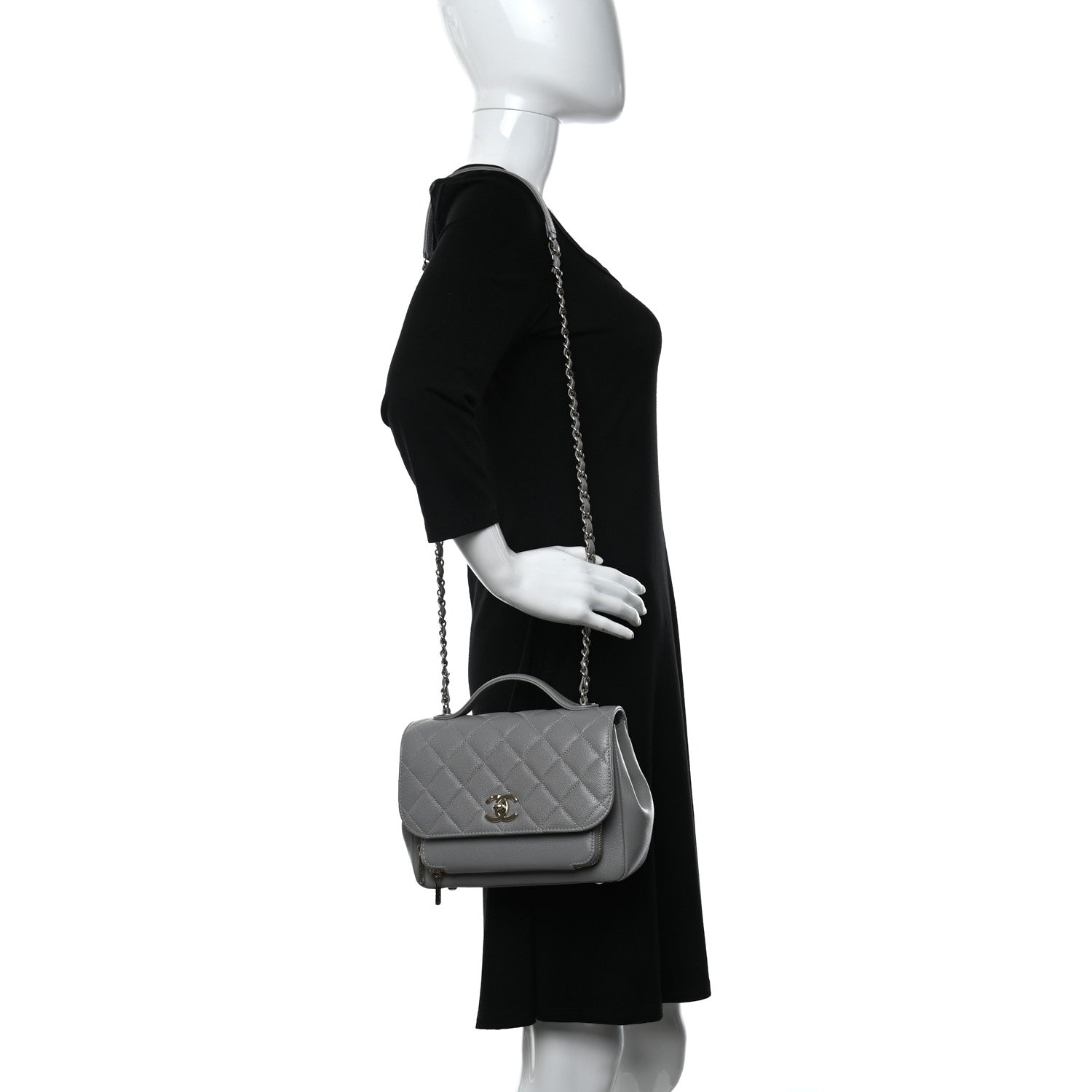 Chanel Caviar Quilted Medium Business Affinity Flap Grey 2 of 12