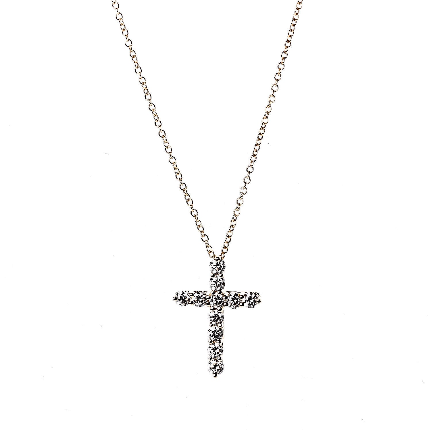 Tiffany 18K Yellow Gold Diamond Small Cross Pendant Necklace 7 of 10