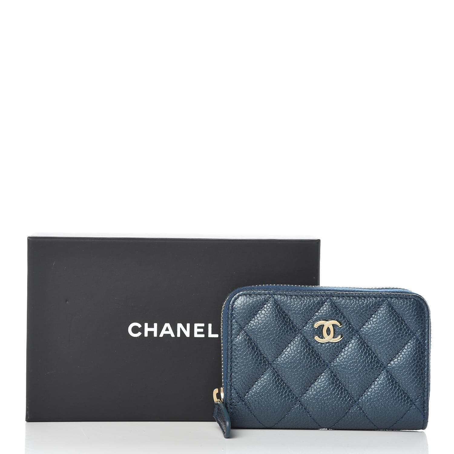 Chanel Iridescent Caviar Quilted Zip Coin Purse Dark Blue 8 of 8