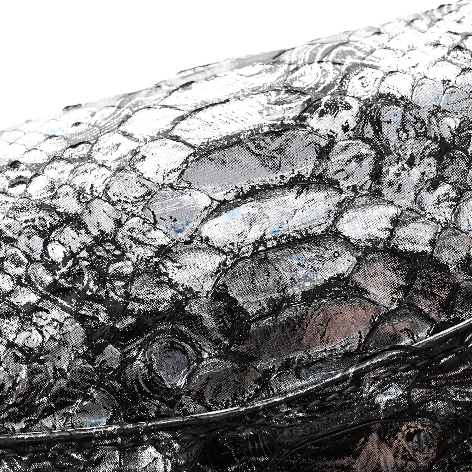 Chanel Metallic Snakeskin Medium Double Flap Blue 10 of 14