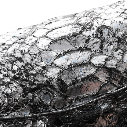 Chanel Metallic Snakeskin Medium Double Flap Blue 10 of 14