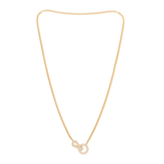 18K Yellow Gold Diamond Agrafe Rope Necklace