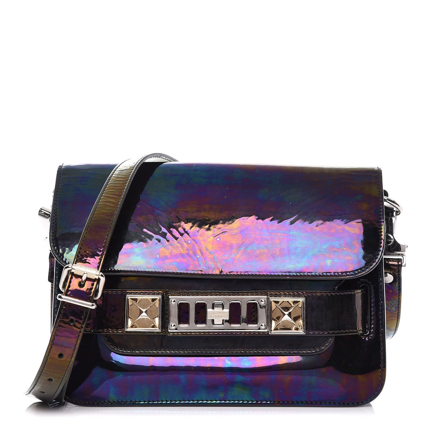 Holographic Patent Mini PS11 Classic Shoulder Bag Oil Slick