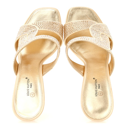 Louis Vuitton Satin Crystal Sparkle Mule 38 Gold 2 of 8