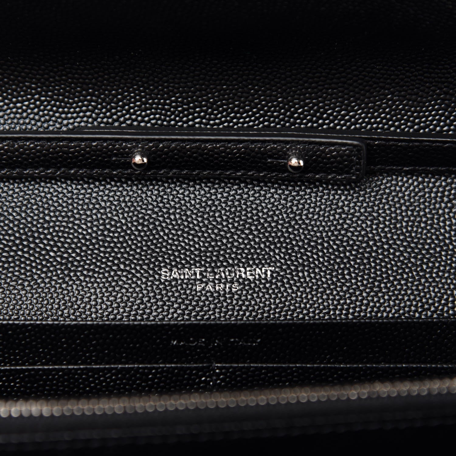 Saint Laurent Grain De Poudre Matelasse Chevron Monogram Chain Wallet Black 8 of 10