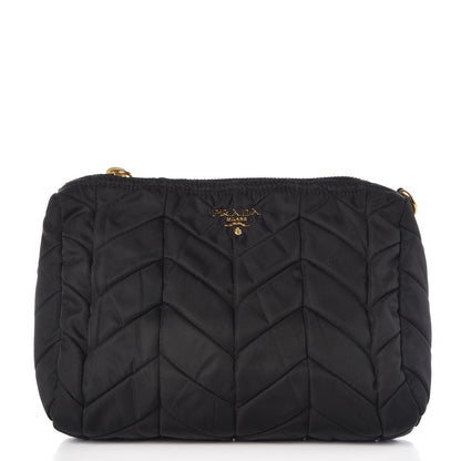 Prada Tessuto Nylon Chevron Quilted Wrislet Nero Black 1 of 8