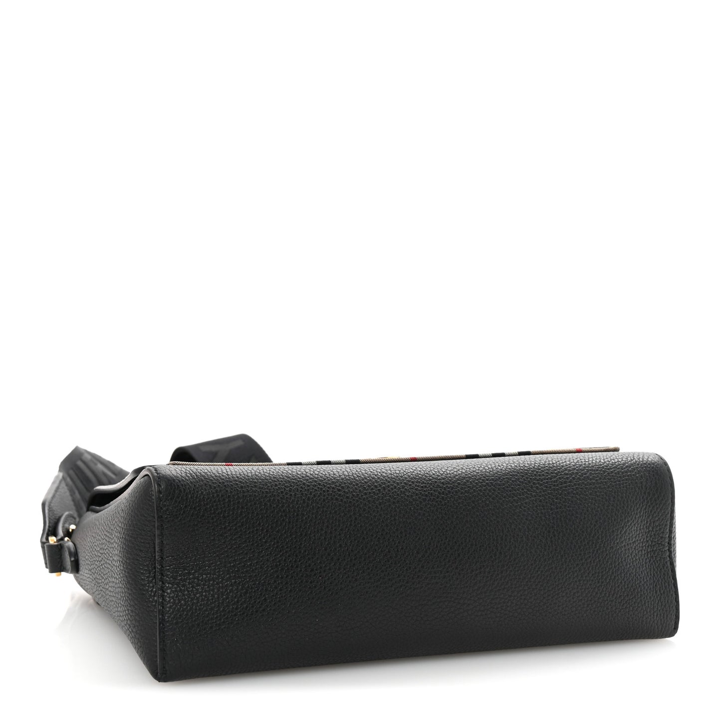 Grainy Calfskin Vintage Check Note Crossbody Bag Black