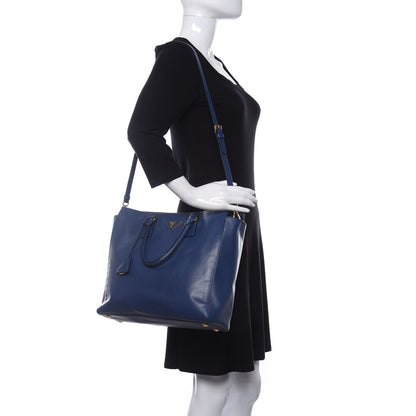 Prada Saffiano Lux Double Handle Shopping Tote Bluette 2 of 12