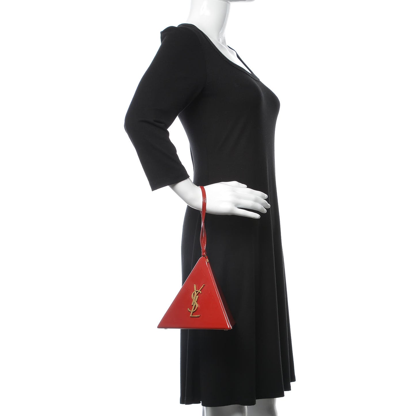 Patent Pyramid Clutch Rouge