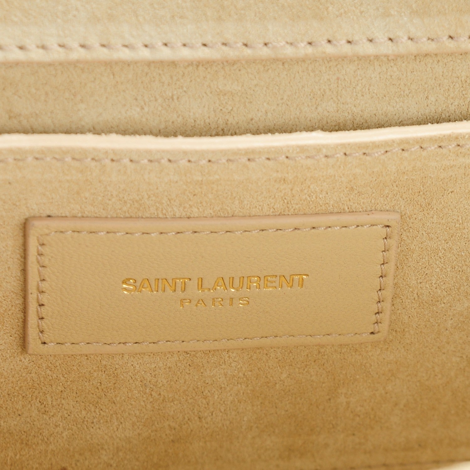 Saint Laurent Patent Grain de Poudre Lutetia Flap Clutch Beige 6 of 7