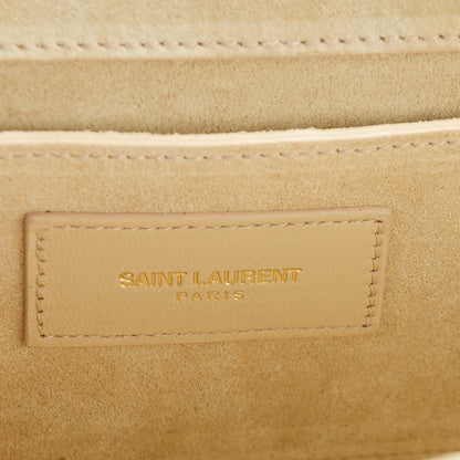 Saint Laurent Patent Grain de Poudre Lutetia Flap Clutch Beige 6 of 7